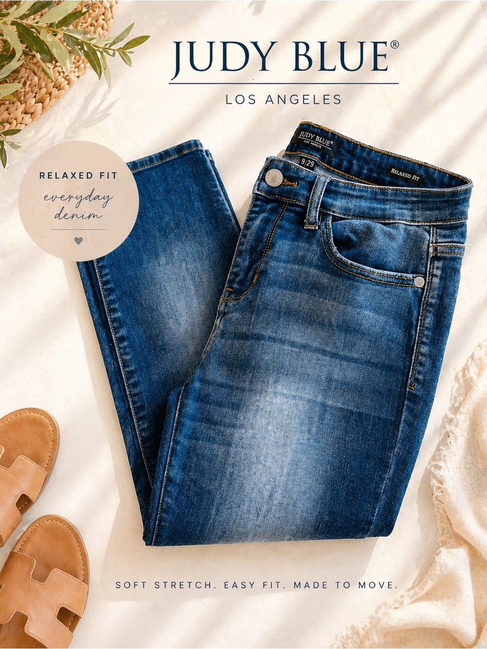 Judy Blue Relaxed Fit Jeans Medium Wash Stretch Denim Size 9/29